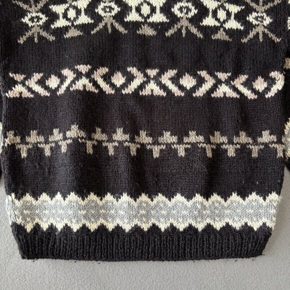 Vintage Hand Knit Wool Fair Isle Sweater Extra Thick Size L/XL Nepal Made Nordic - Picture 13 of 14